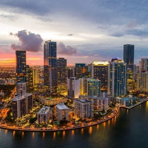 night time view of miami