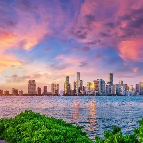 view of miami from the water