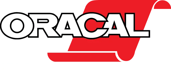Logo for ORACAL 970 Premium Wrapping Cast, in white text, red background.