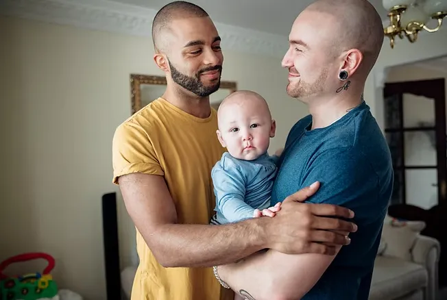 Happy fathers with baby