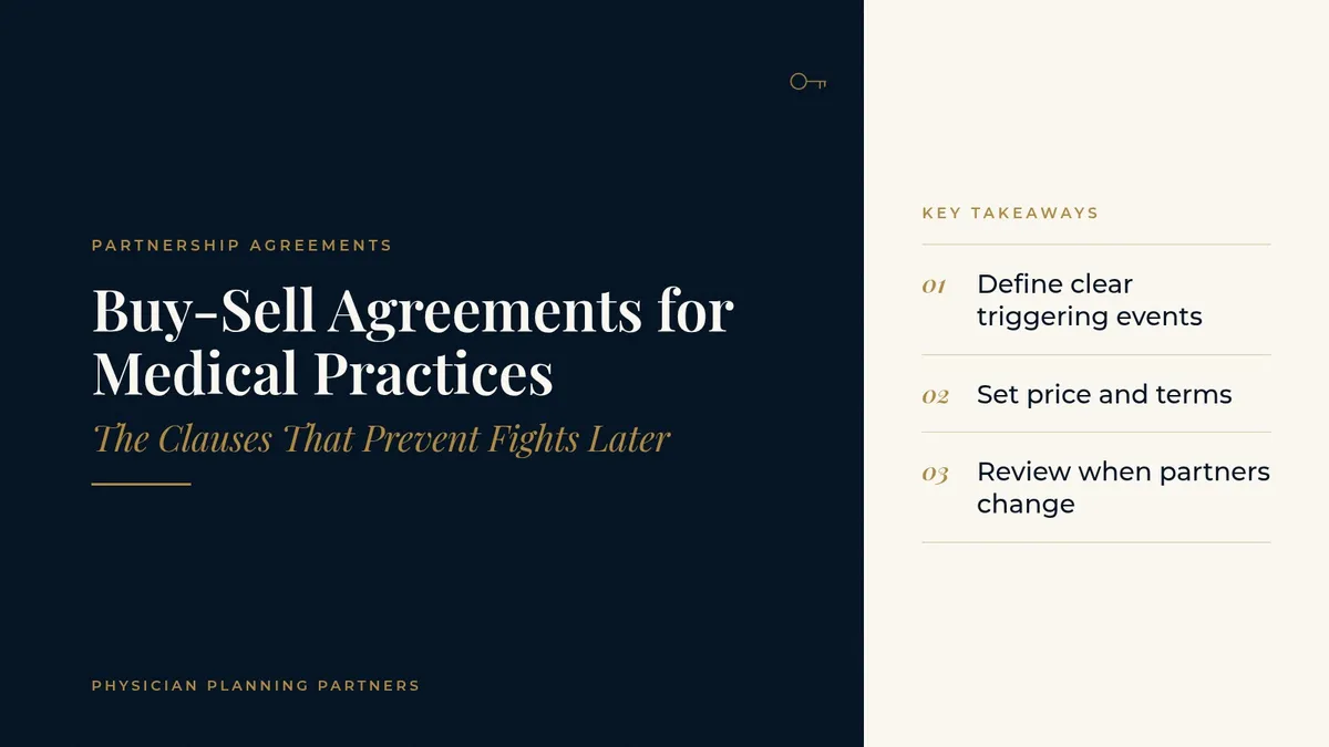 Buy-Sell Agreements for Medical Practices: The Clauses That Prevent Fights Later