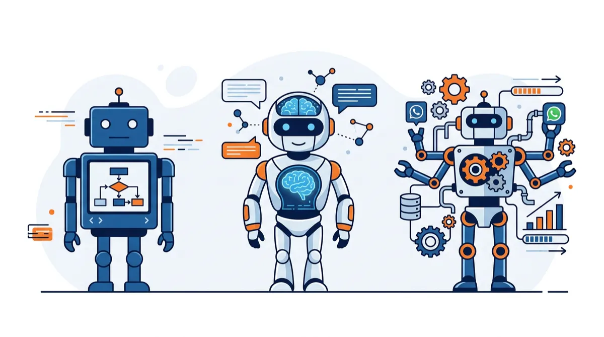 WhatsApp Chatbot vs AI Agent vs Automation System comparison for Indian businesses
