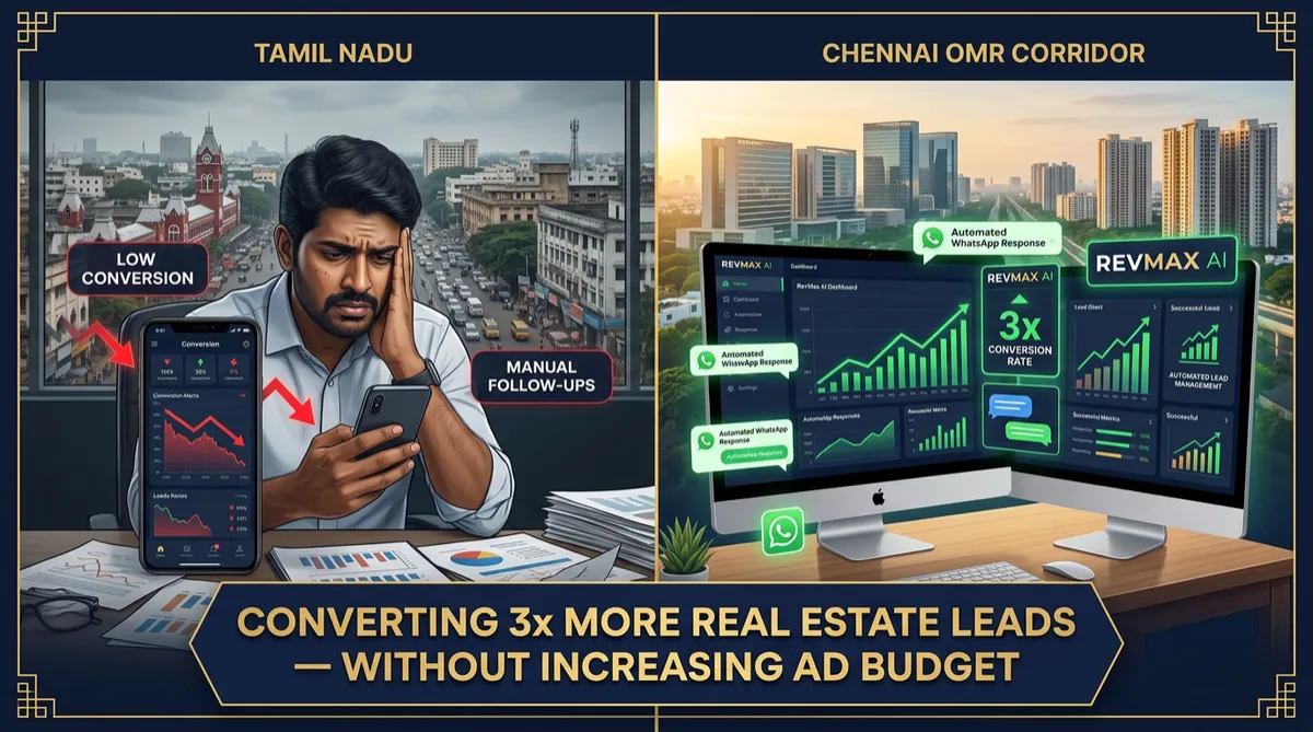 Tamil Nadu real estate lead conversion 3x — RevMax AI CRM automation for Chennai developers