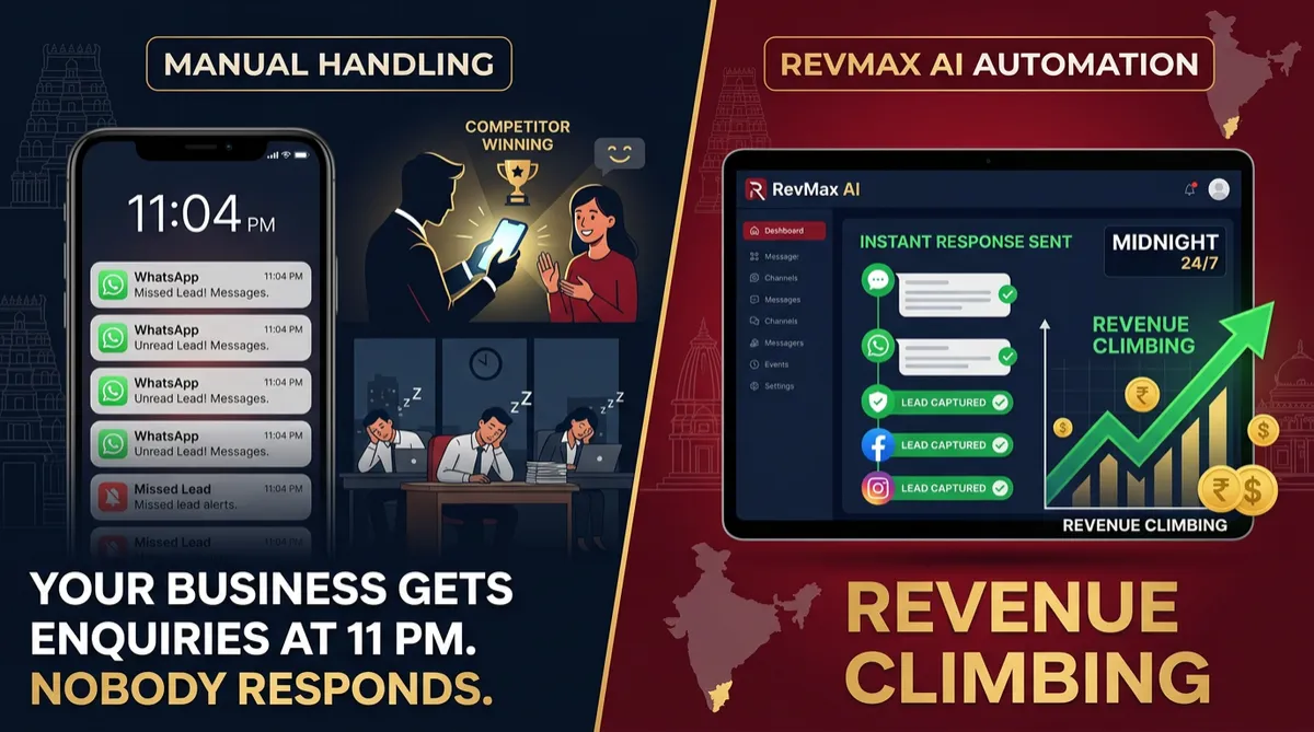After hours enquiries costing Tamil Nadu business revenue - RevMax AI 24/7 lead response