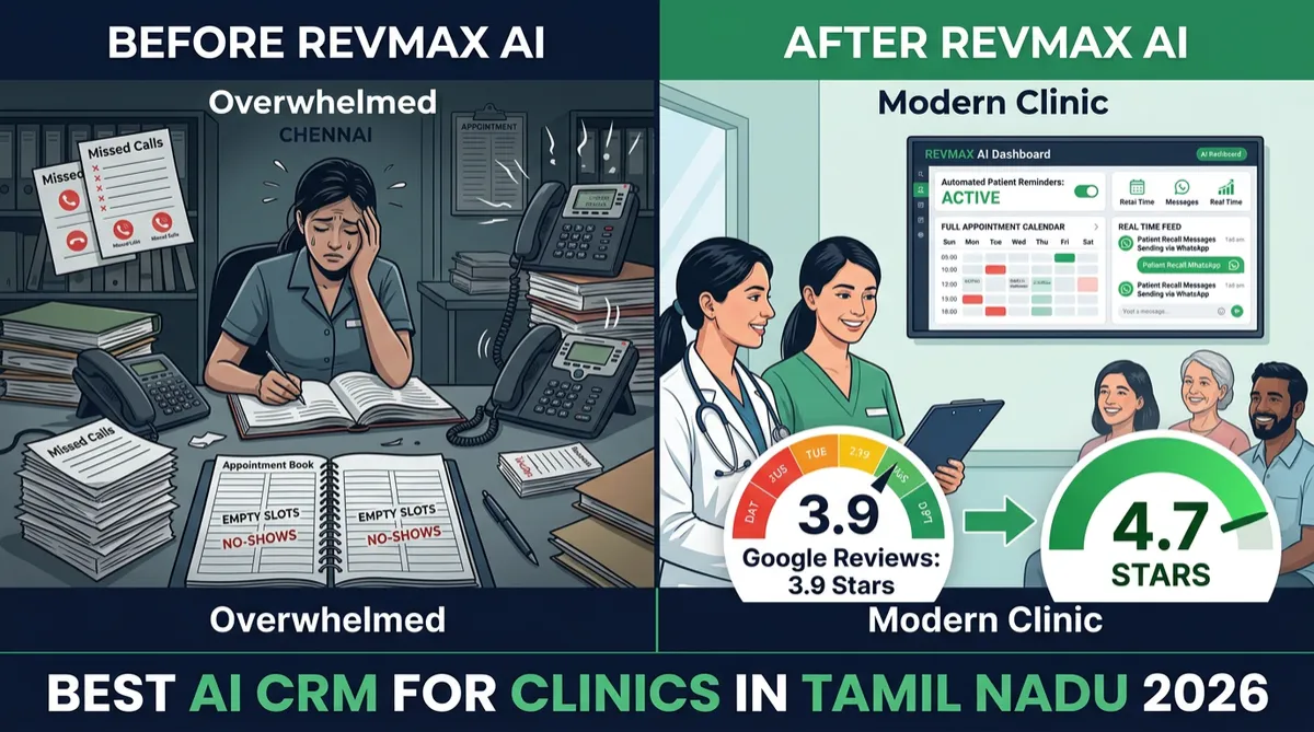 Best AI CRM for clinics Tamil Nadu 2026 — patient follow-up automation RevMax AI
