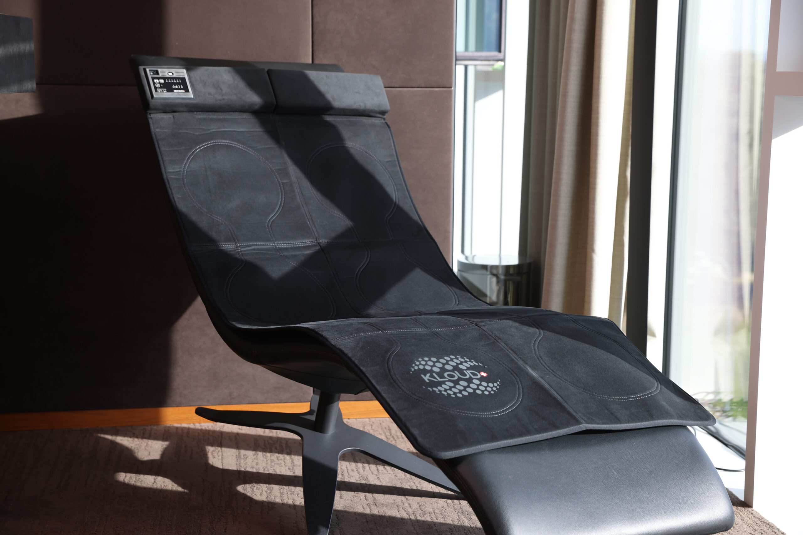 Professional setup of PEMF technology in a luxury spa room