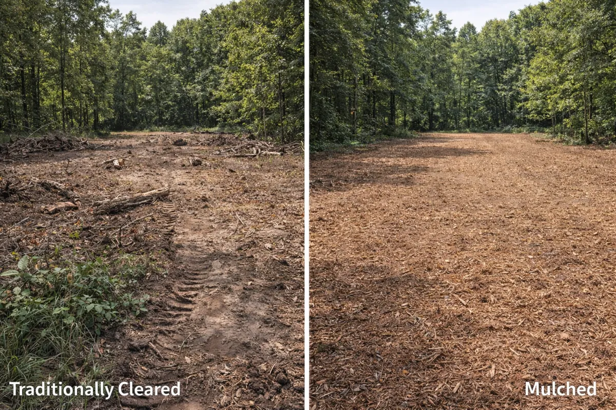Professional forestry mulching and land clearing in Greenwood, MO and surrounding counties. Veteran-owned. Owner-operated. Get a free estimate today.