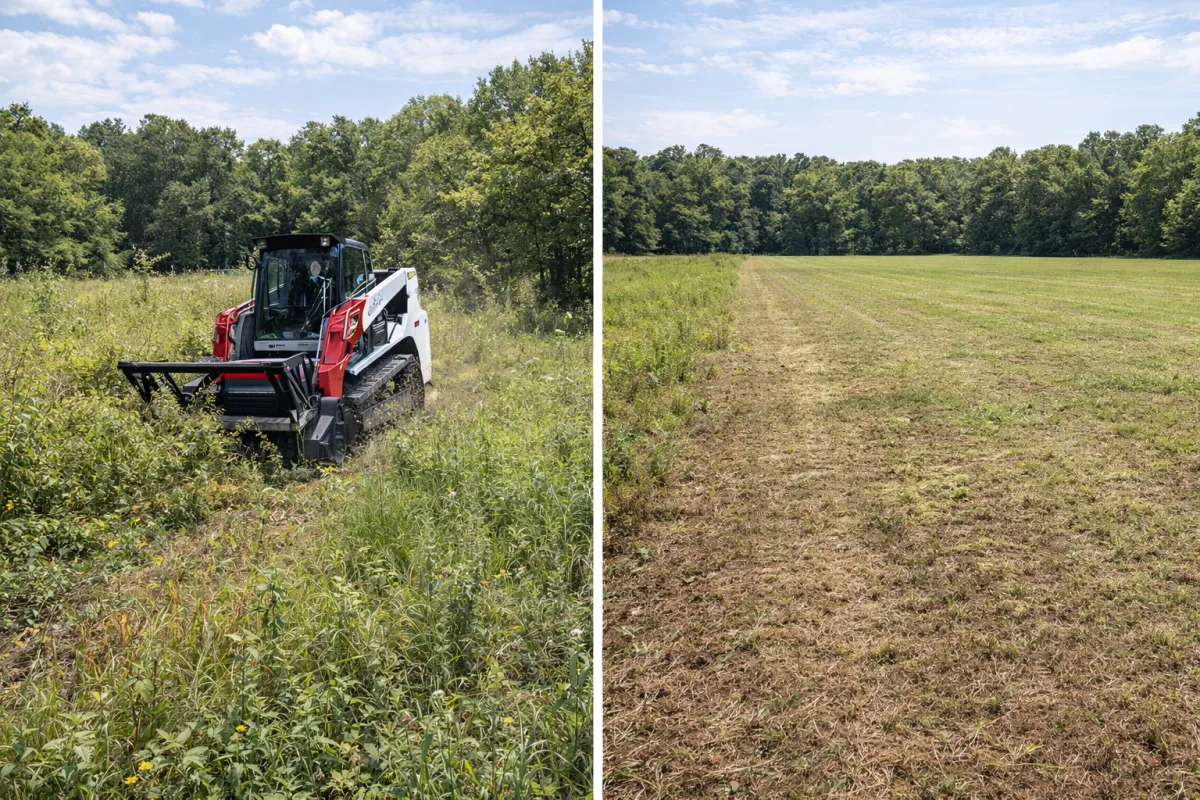 Professional forestry mulching and land clearing in Greenwood, MO and surrounding counties. Veteran-owned. Owner-operated. Get a free estimate today.