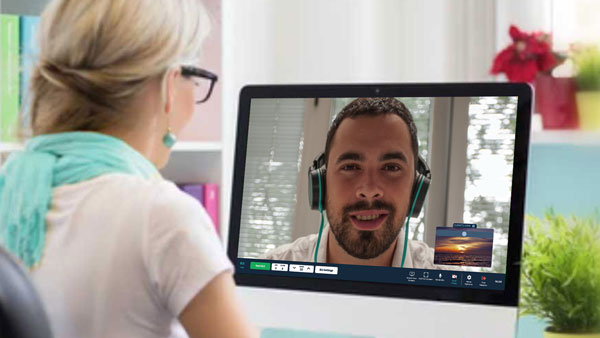 Client accessing online EMDR therapy worldwide using Bilateral Base