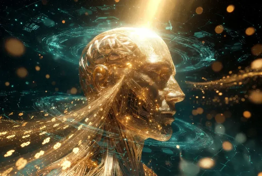 Futuristic head depicting how valuable attention is in the age of AI