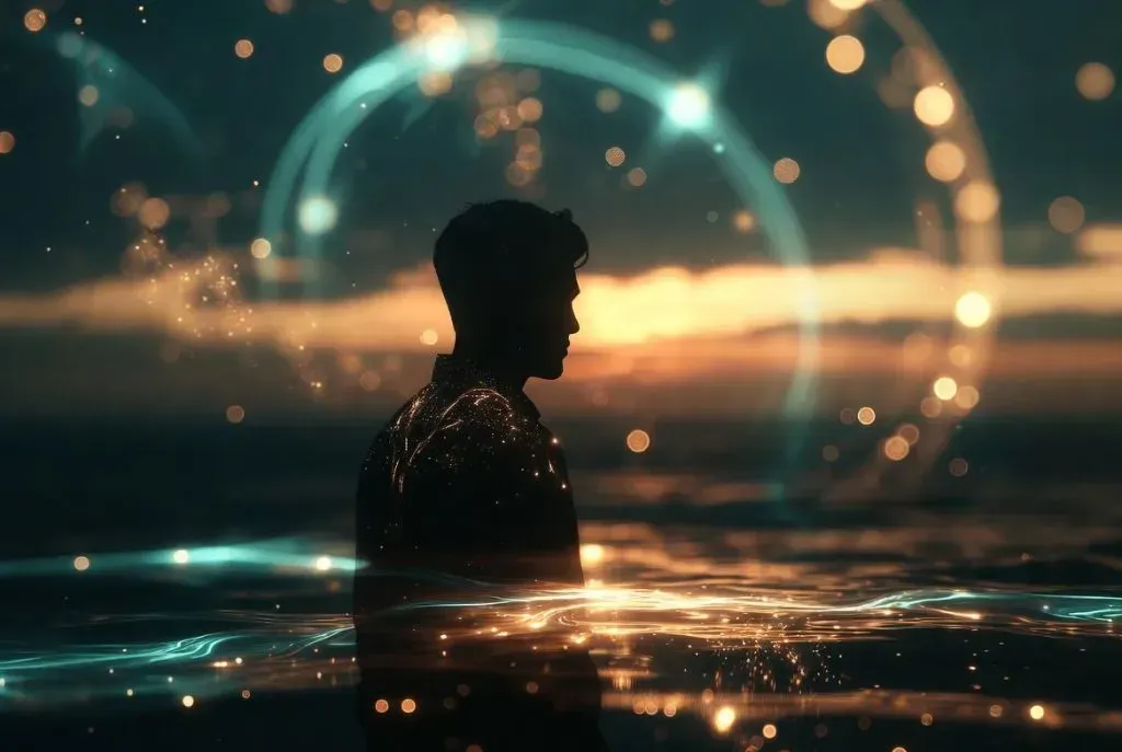 Hüzün emotion visualised as reflective sadness within a peaceful moment