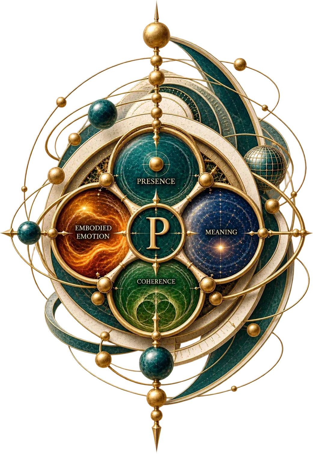 Psychernetics architecture of human intelligence showing Presence, Embodied Emotion, Meaning and Coherence.