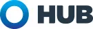HUB logo in blue.