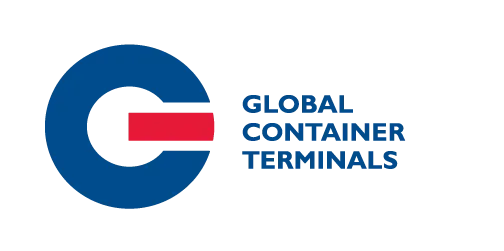 Global Container Terminals logo in dark blue and red.