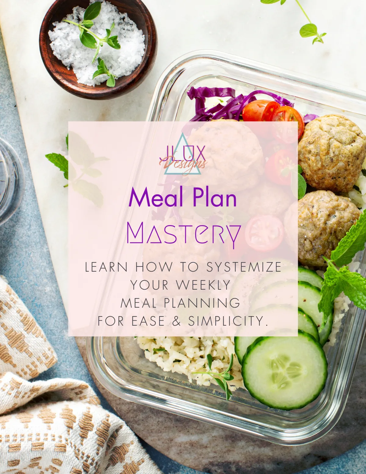 Glass meal prep containers with balanced meals for weekly PCOS meal planning