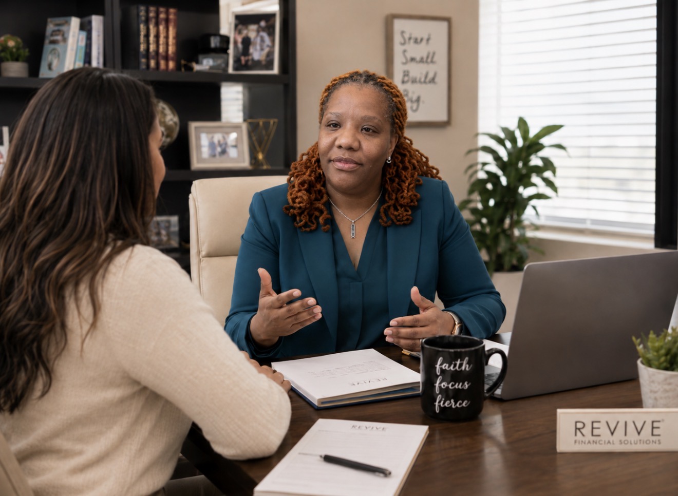 Revive Financial Solutions consultant meeting with a business owner