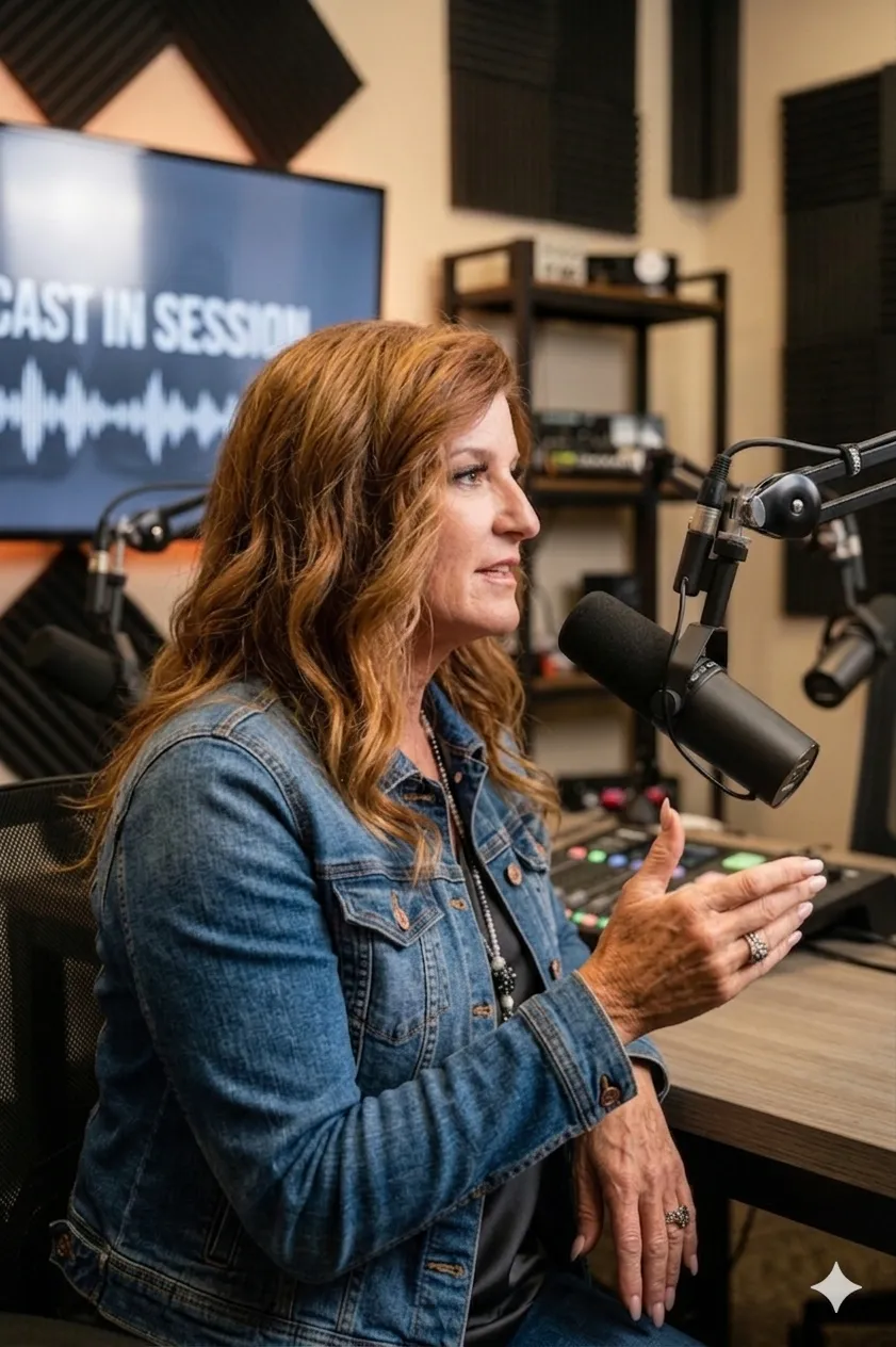 Marcia Riner Speaking on a podcast