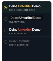 Auswahl der Untertitelstile