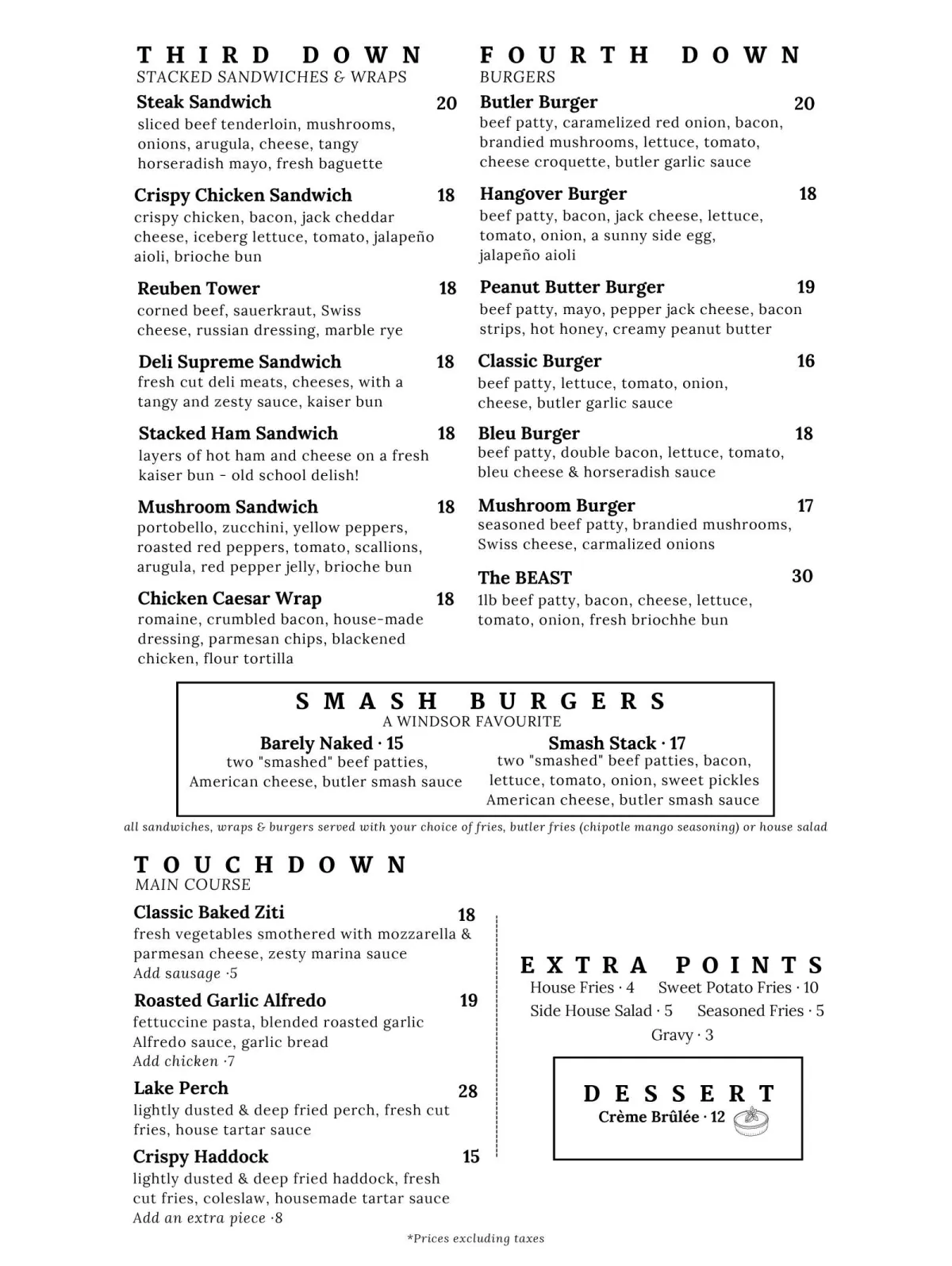 Thirsty Butler - Full Menu - Page 1 of 2