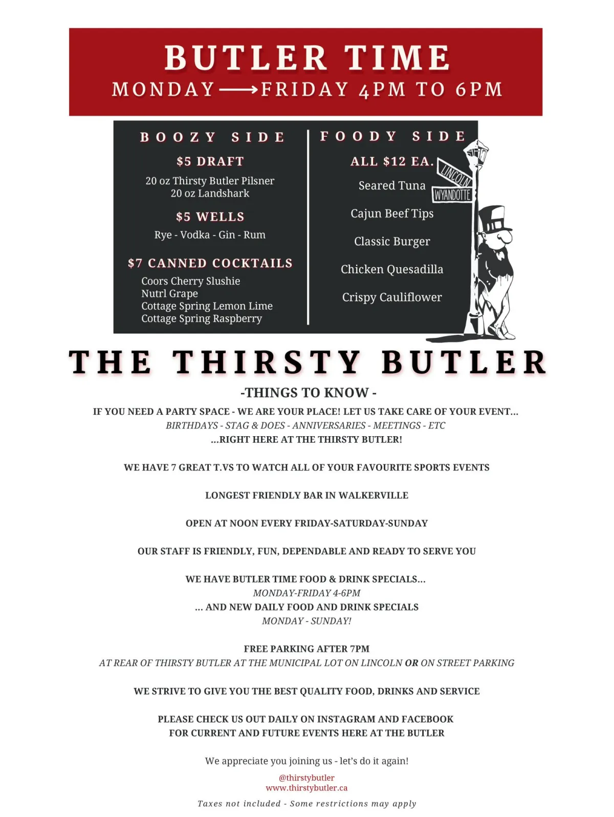 Thirsty Butler - Full Menu - Page 1 of 2