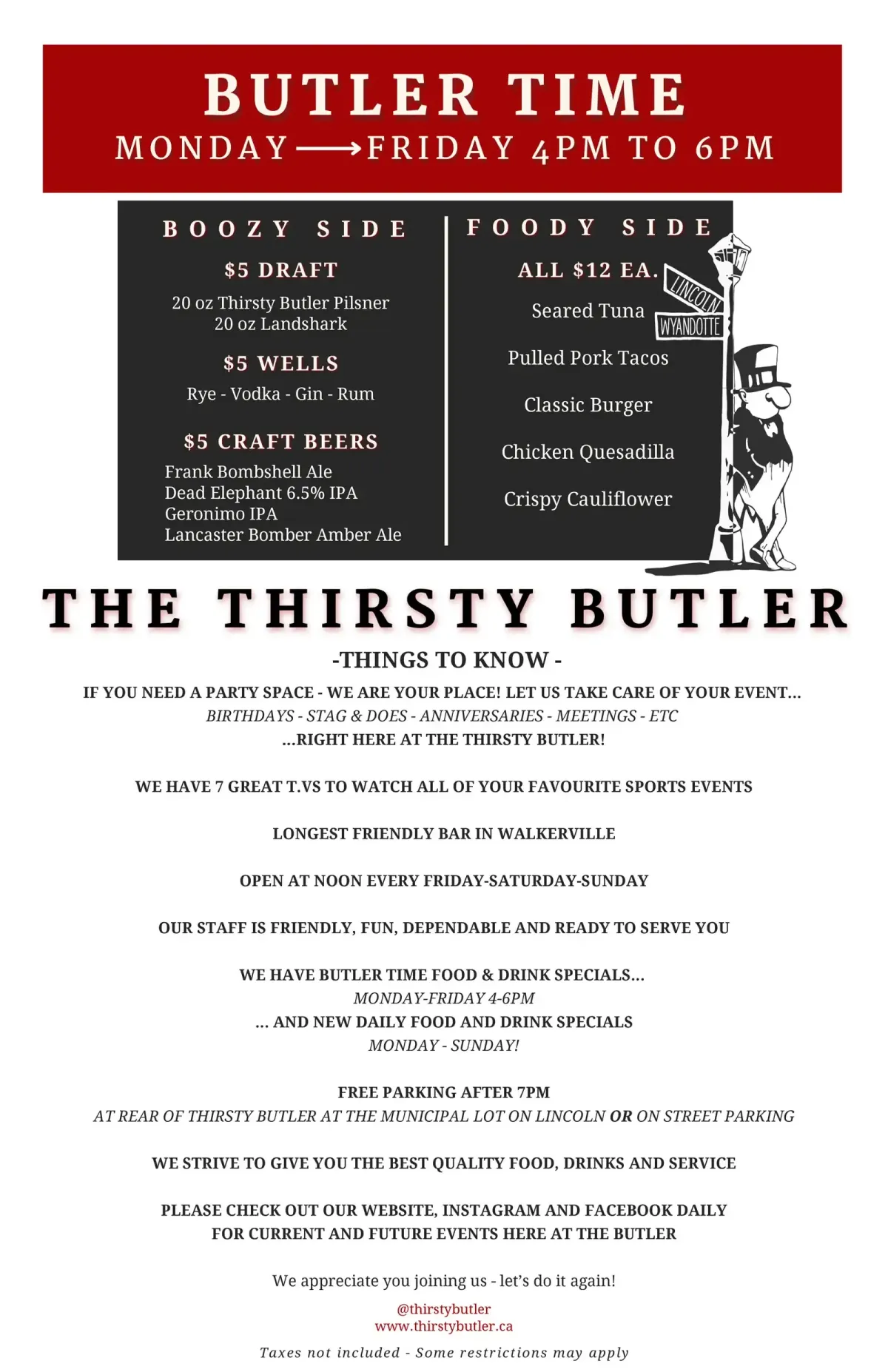 Thirsty Butler - Butler Time Menu