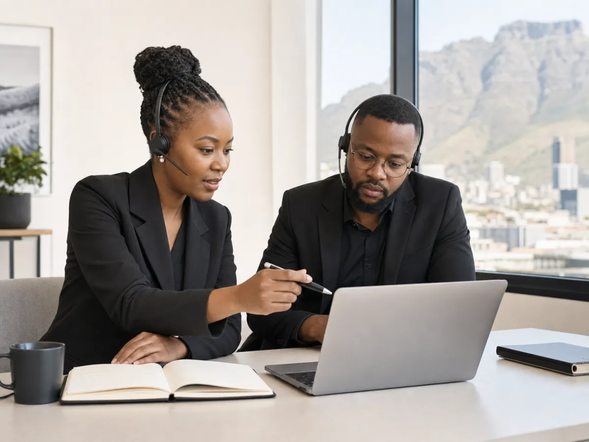 South African remote support team reviewing an HVAC customer workflow