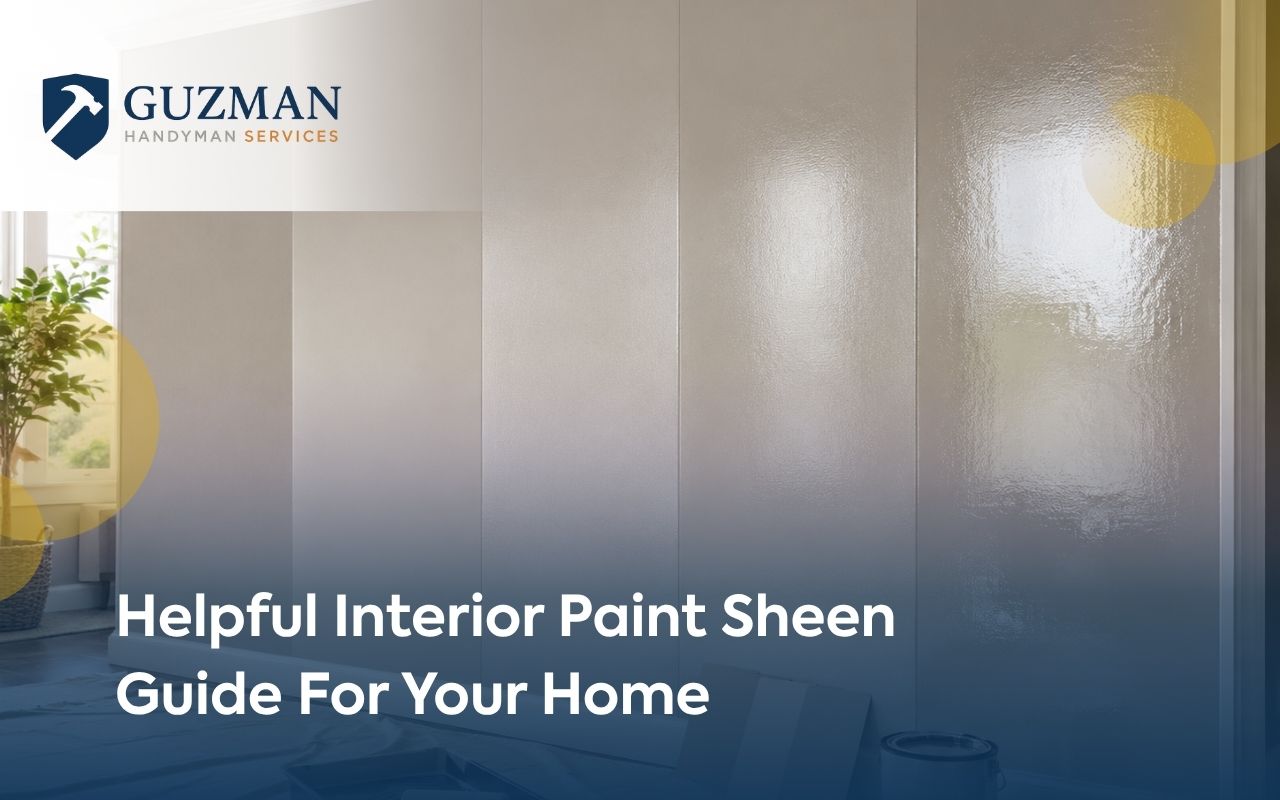 Interior paint sheen guide showing different wall finishes