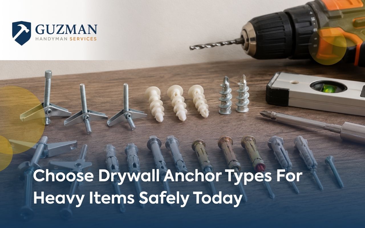 Drywall anchor types for heavy items shown before wall mounting
