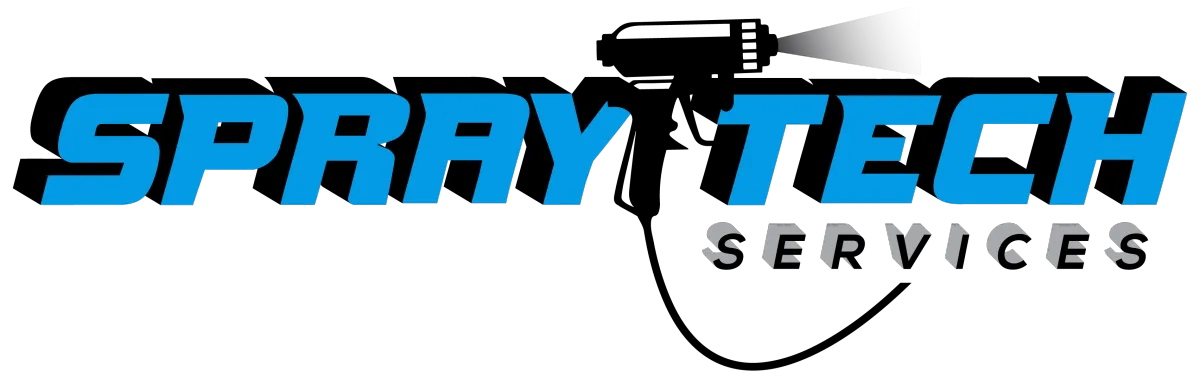 Spray Tech Services logo over custom rig background promoting spray foam equipment solutions in Panama City, FL