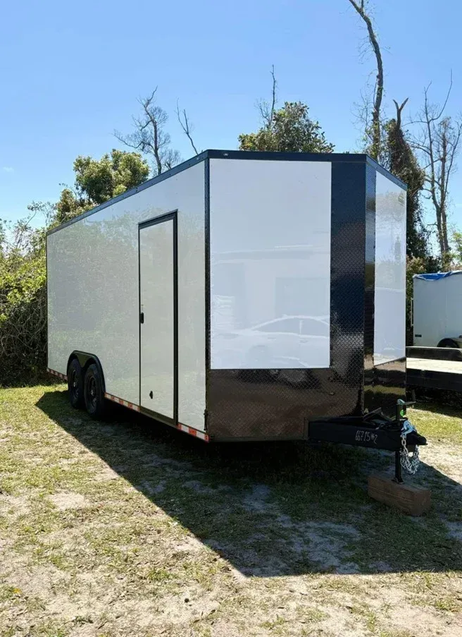 Enclosed spray foam trailer shell available for custom rig builds by Spray Tech Services in Panama City, FL
