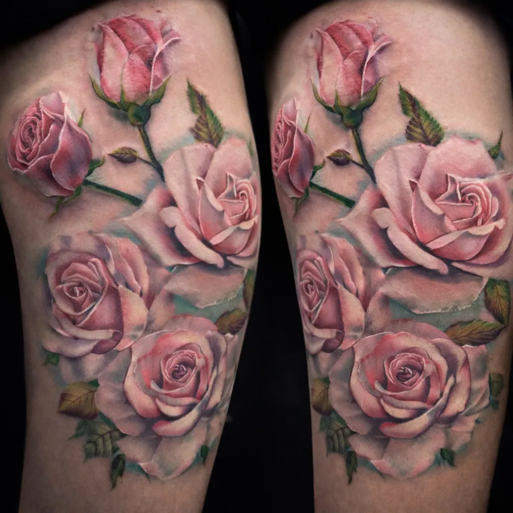 person with tattoo on right arm