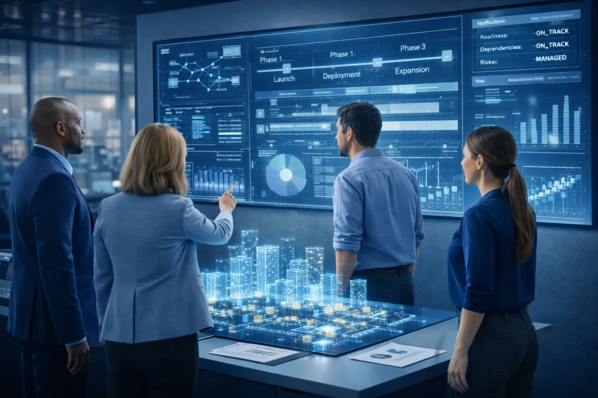 oval brown wooden conference table and chairs inside conference room