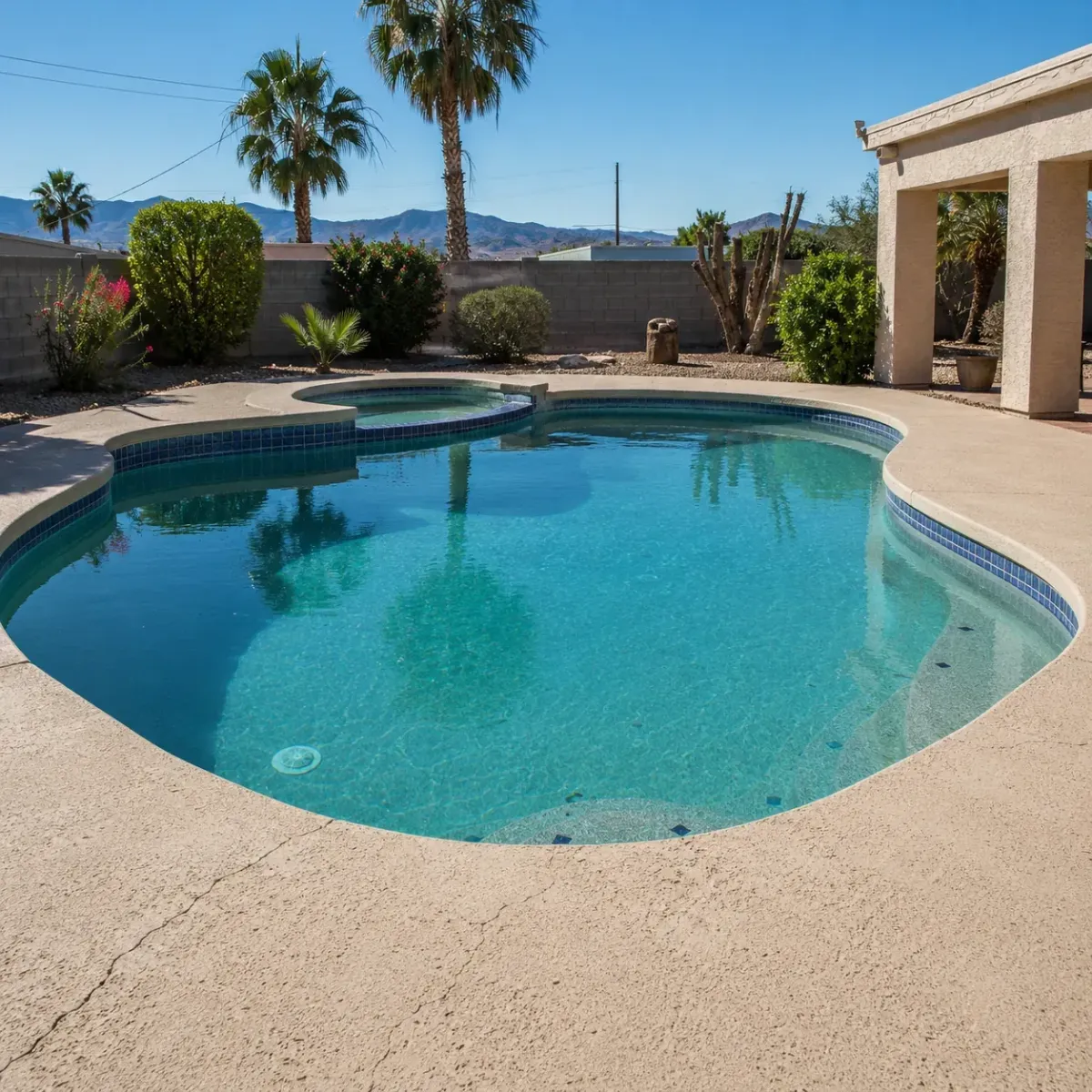 Older concrete swimming pool before renovation in Lake Havasu City