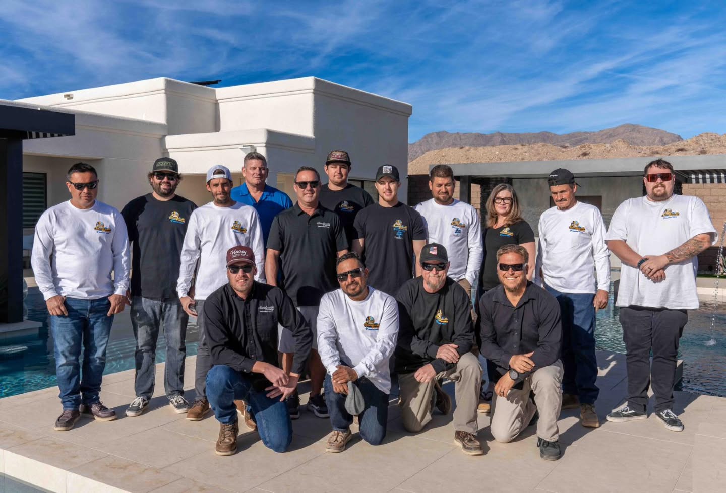 Sandcastle Pools team at a completed pool project in Lake Havasu City