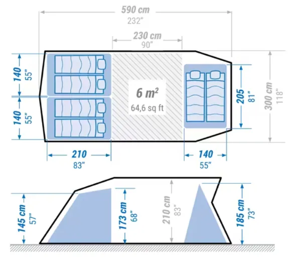 6 Man Person Tent For Hire Specs Diagram