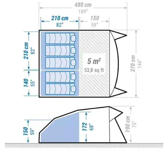 5 Man Person Tent For Hire Specs Diagram