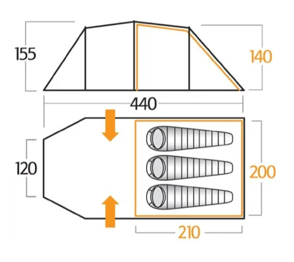 3 Man Person Tent For Hire Specs Diagram