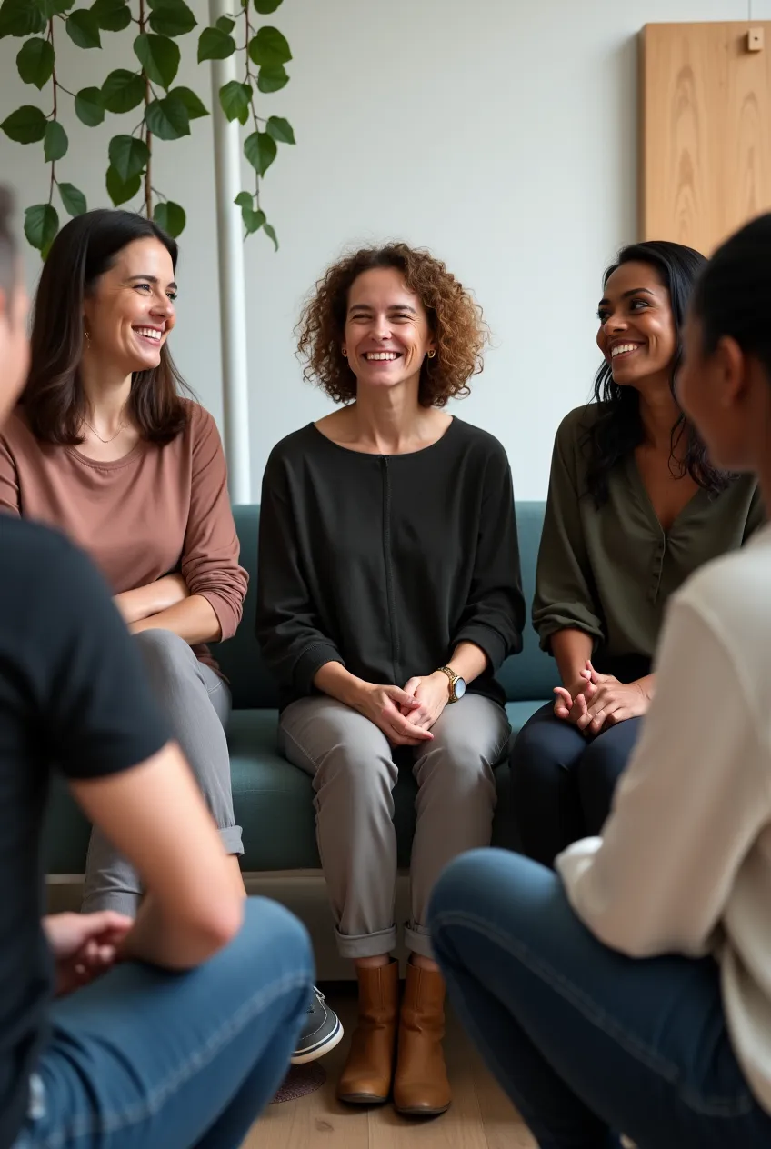 Picture of a group chatting  seated comfortably
