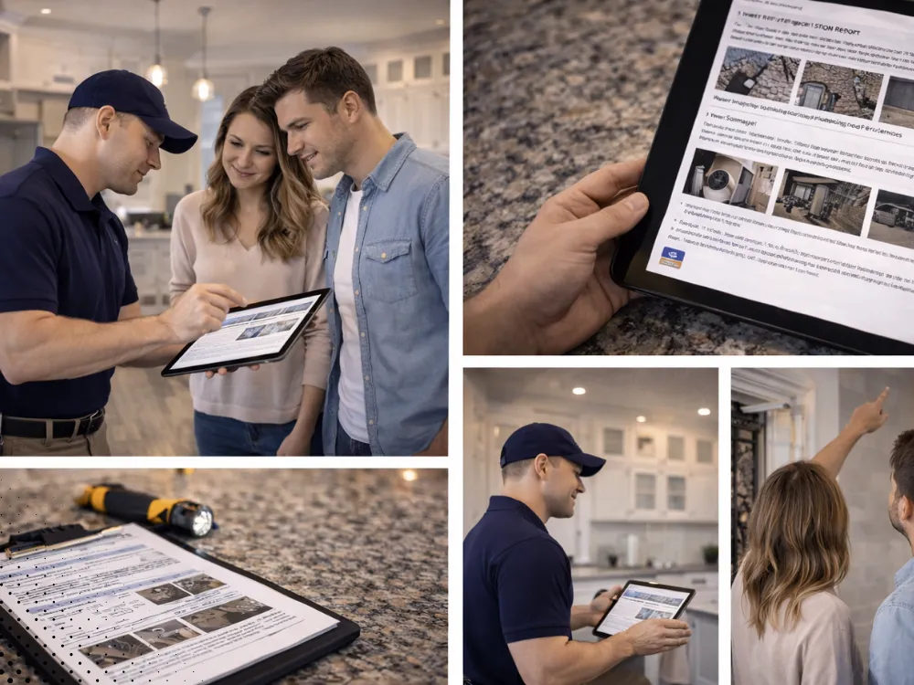 home inspector reviewing inspection report with buyers in bentonville ar