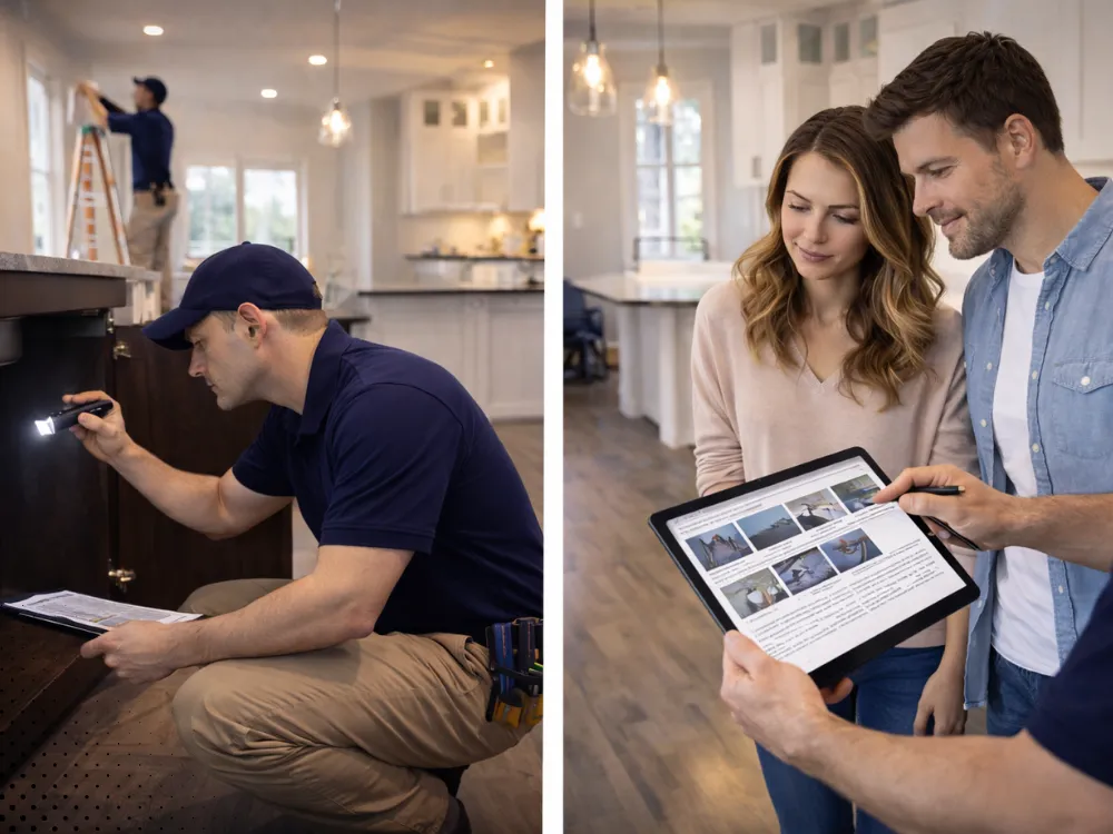 home inspector explaining report to homeowner bentonville ar