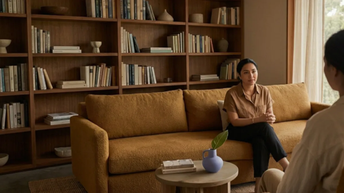 Psychologist speaking with client