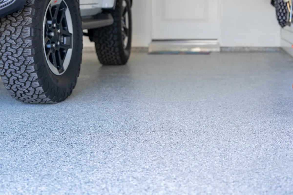 garage floor with jeep