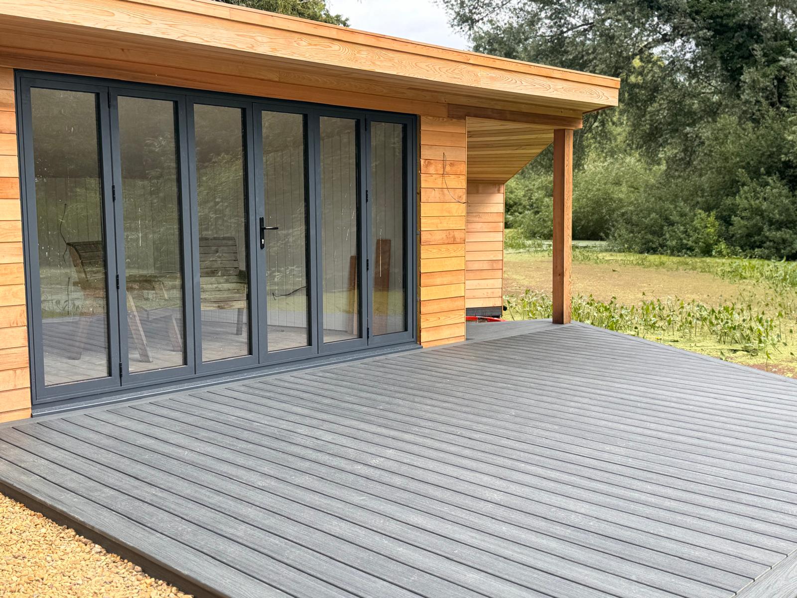 Insulated garden office and composite decking project in Norwich by Beams and Braces