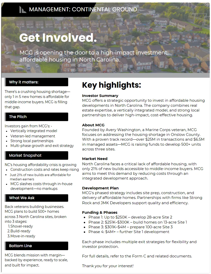 management:continental ground investment opportunity