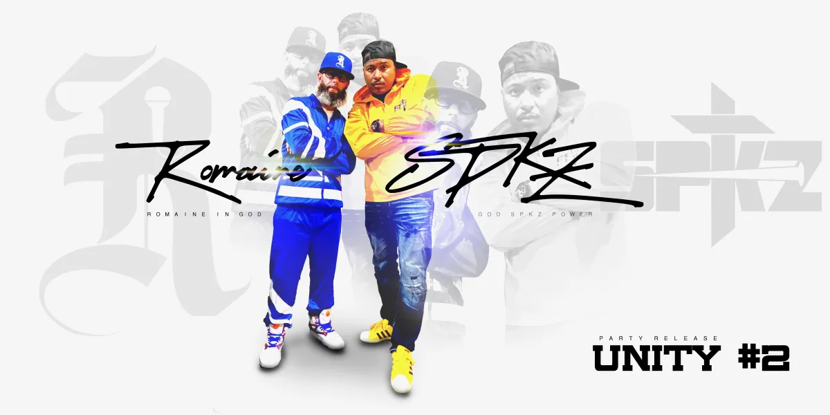 A diverse group of three Christian hip hop artists—one Latina woman with braids, one Black man with a cap, and one Asian man with glasses—posing together in a modern studio, surrounded by music equipment. 1:1 aspect ratio.