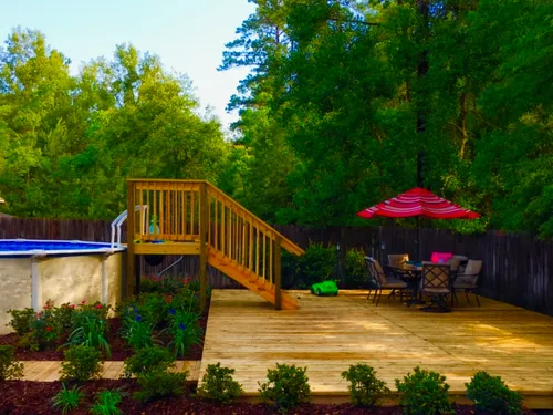 Recent landscaping work showing fresh sod
