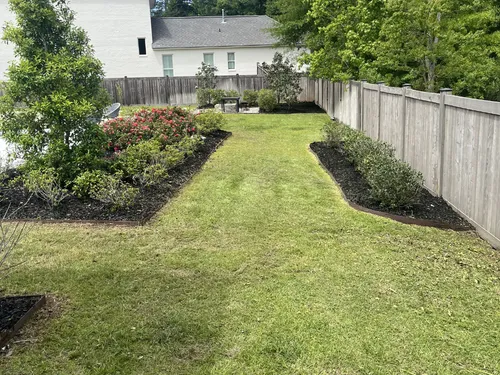 Recent landscaping work featuring green lawn