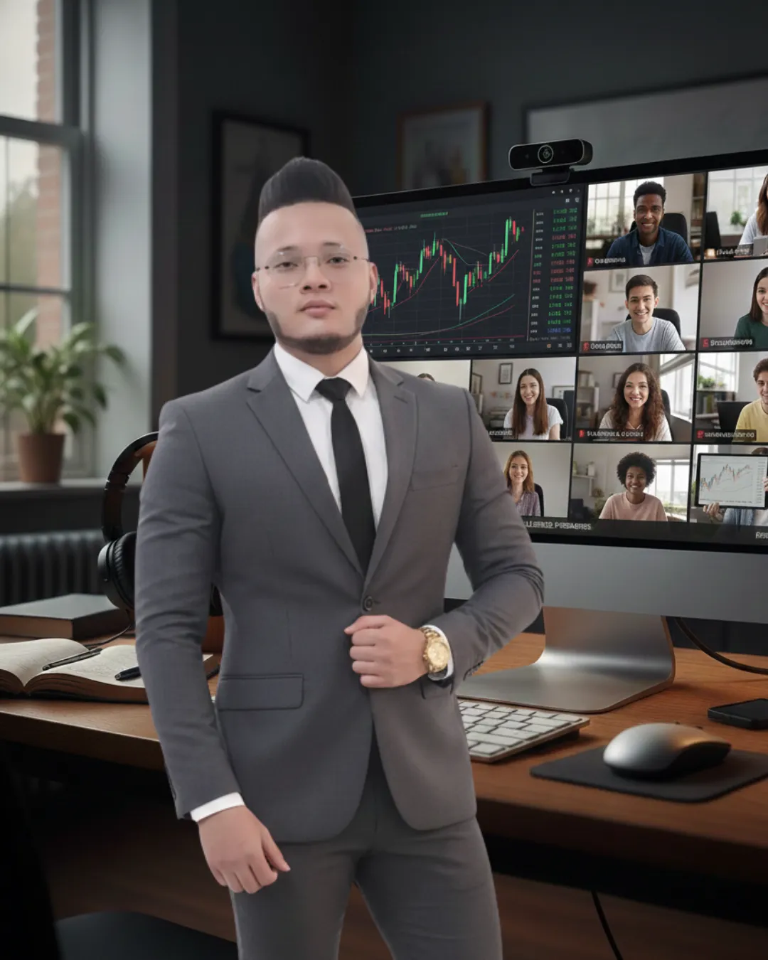 Mentor de Aurex Academy, retrato profesional, fondo transparente