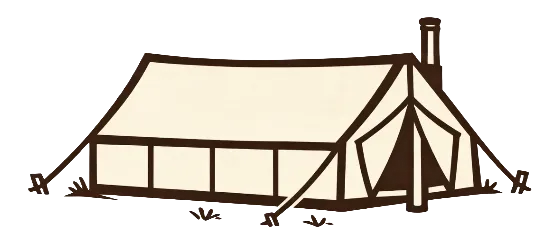 Drawing of a beige trapper's tent.