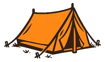 Drawing of an orange pup tent.